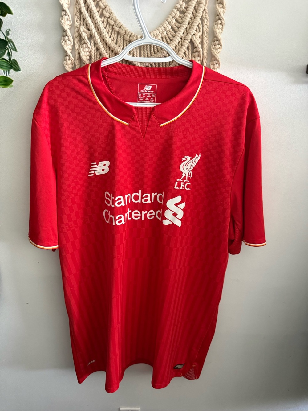 New Balance Red Soccer Jersey with Gold Trim